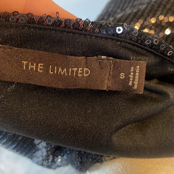 EXPRESS formal / evening cocktail black sequins dress cap sleeve lined SM - Picture 6 of 11